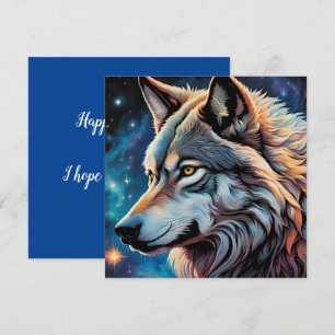 Retrato Nocturno Gray Wolf Starry