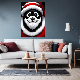 Retrato Panda Santa Claus | Poster de arte de IA