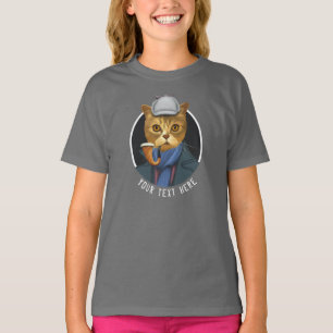 Retrato pintado de una camiseta de un gato detecti