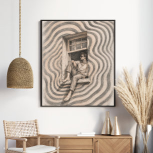 Retrato surrealista de ventana ondulada Arte de