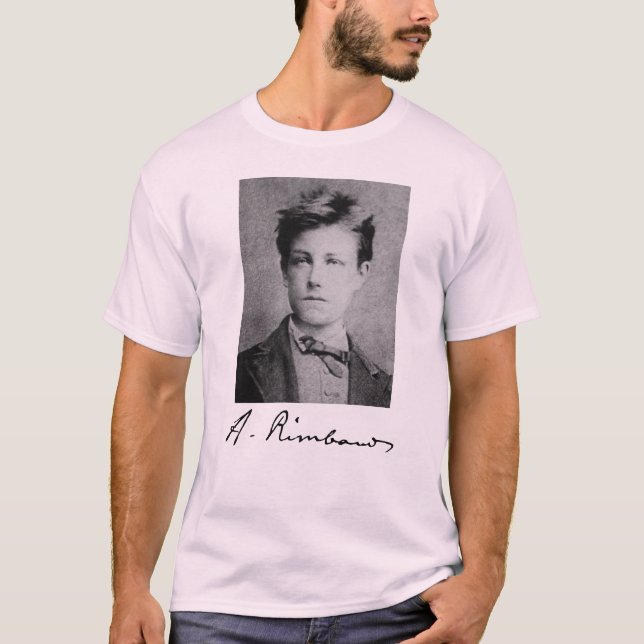 Retrato y firma de la camiseta de Arthur Rimbaud (Anverso)