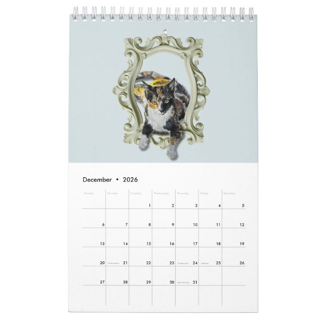Retratos de la Mascota de acuarela del calendario  (Dec 2026)