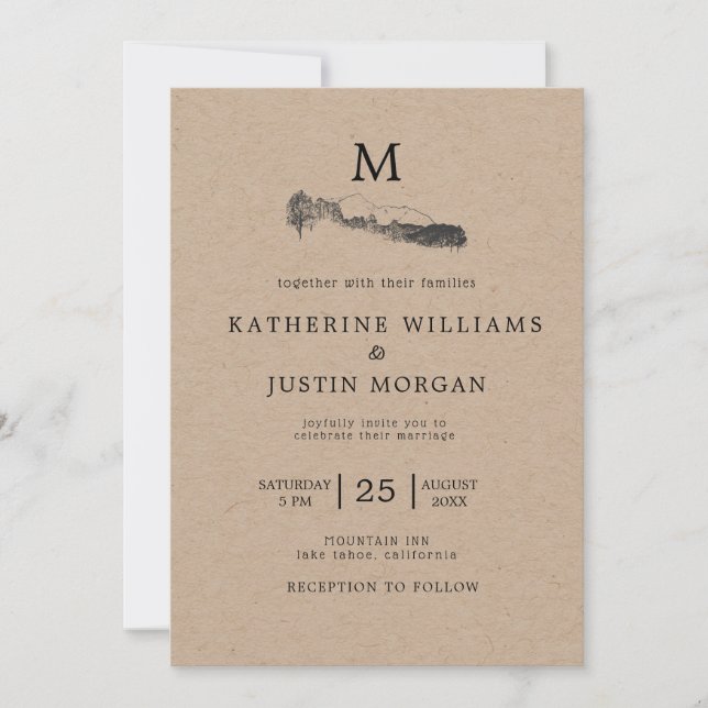 Retreat de montaña ⎢ invitación a la boda rústica (Anverso)