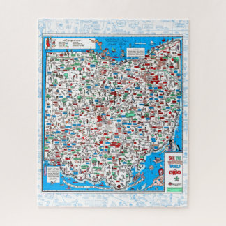 Retro 1966 Mapa Ohio rompecabezas 16"x20" 520pcs
