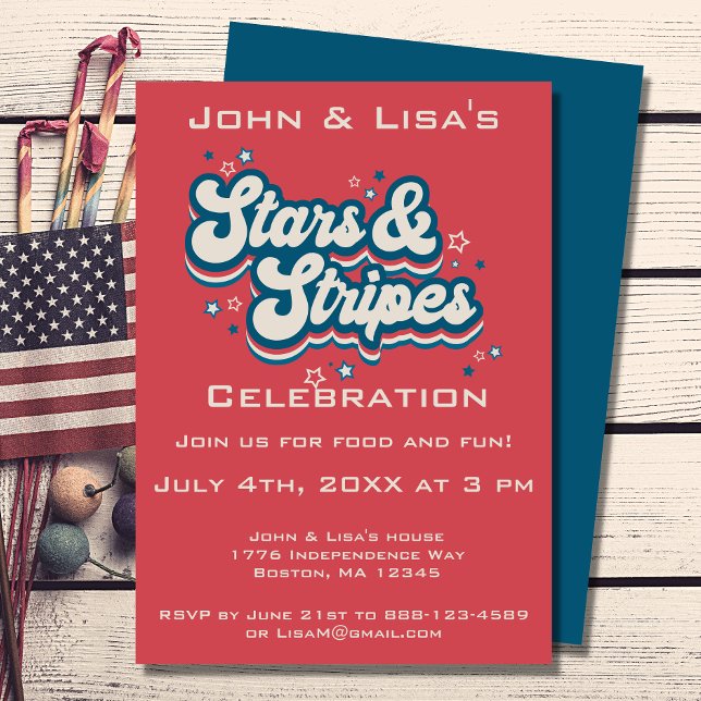 Retro 4 de Julio Invitación de fiesta (Perfect for your retro 4th of July celebration! )