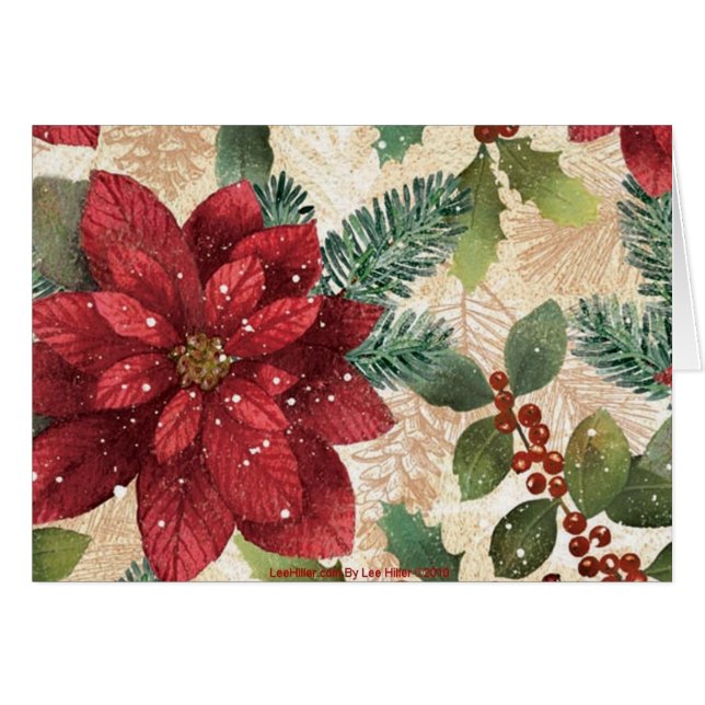 Retro 50s Poinsettia Red Green Cream (Anverso (Horizontal))