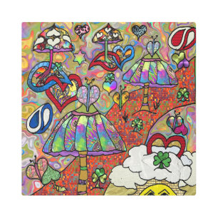 Retro 60 Arte Metalizado Psicodélico Mágico Mushro