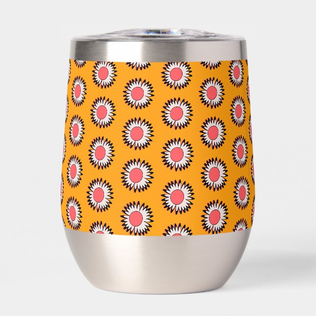 Retro 70s Yellow Pink Daisy Floral Pattern (Frente)