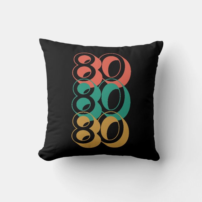 retro 80 1980 Cojín decorativo colorido (Anverso)