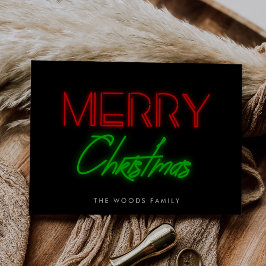 Retro 80 luces de neón Feliz Navidad