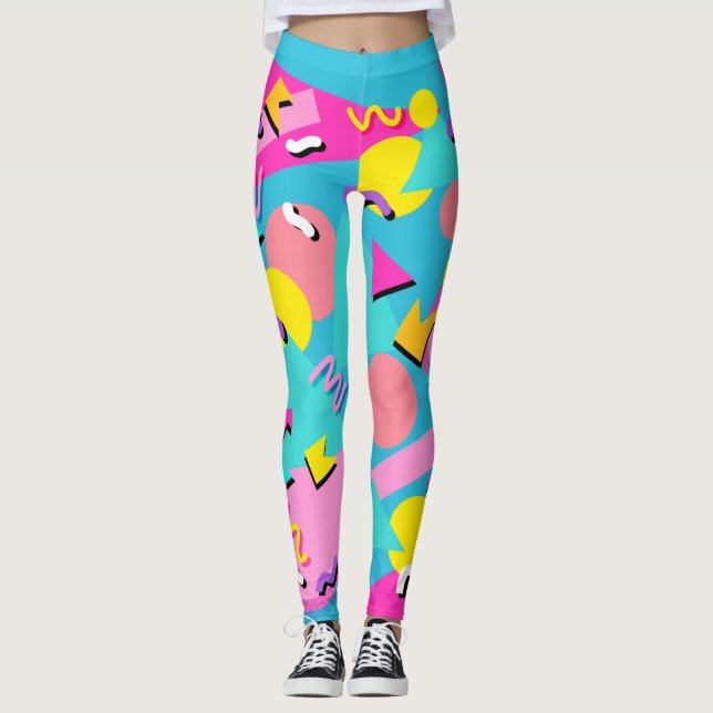 Retro 80s Pattern Leggings Vibrant Colourful (Anverso)