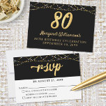 Retro 80th Birthday RSVP String Lights<br><div class="desc">Tarjeta de gabinete RSVP para incluir con una invitación de fiesta de 80 cumpleaños con tipografía retro y luz de cuerda en negro y oro. ASISTENCIA: Para obtener ayuda con la modificación o personalización del diseño, transfiriendo el diseño a otro producto o si desea coordinar elementos, póngase en contacto con...</div>