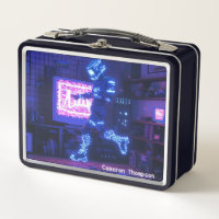 Retro 90's 80s Viejo Robot Art Tin Lunch Box