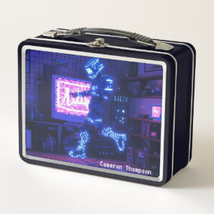 Retro 90's 80s Viejo Robot Art Tin Lunch Box