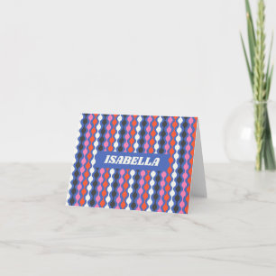 Retro Abstract Stripes Blue Pink Nombre personaliz
