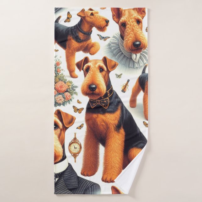 Retro Airedale Terrier Seamless (Toalla de baño)