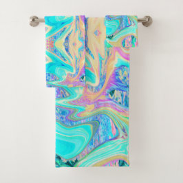 Retro Aqua Blue Liquid Art sobre Hydrangeas abstra