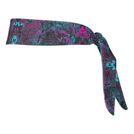 Retro Aqua Magenta y Black Abstract Swirl