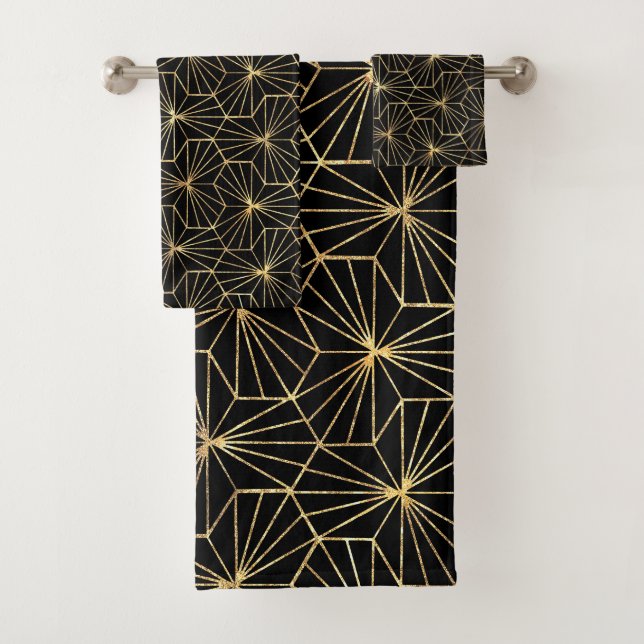 Retro Art Deco Gold Black Geometric Pattern (In situ)