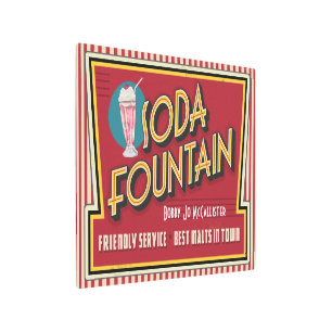 Retro - Arte Metalizado de la fuente de soda vinta