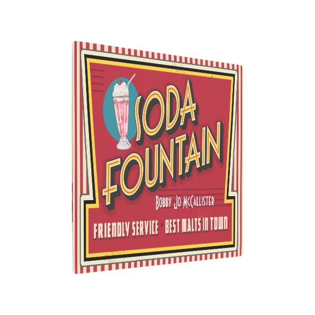 Retro - Arte Metalizado de la fuente de soda vinta (Angulado)