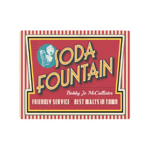 Retro - Arte Metalizado de la fuente de soda vinta