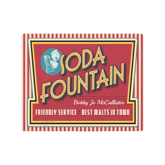 Retro - Arte Metalizado de la fuente de soda vinta (Anverso)