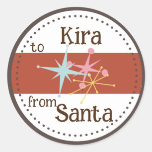Retro Astro Stars Holiday Gift Tag Pegatinas