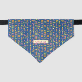Retro Azul Parche Floral Personalizado Mediano