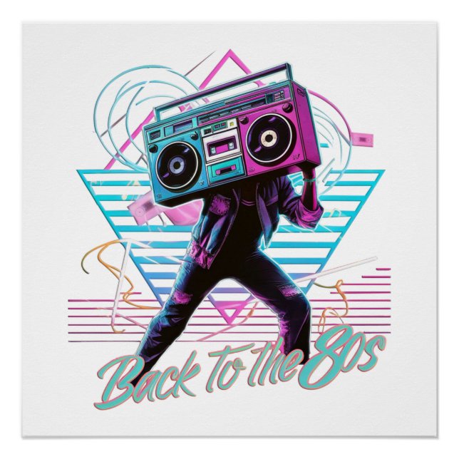 Retro azul y rosa de vuelta al Poster de los años  (Anverso)