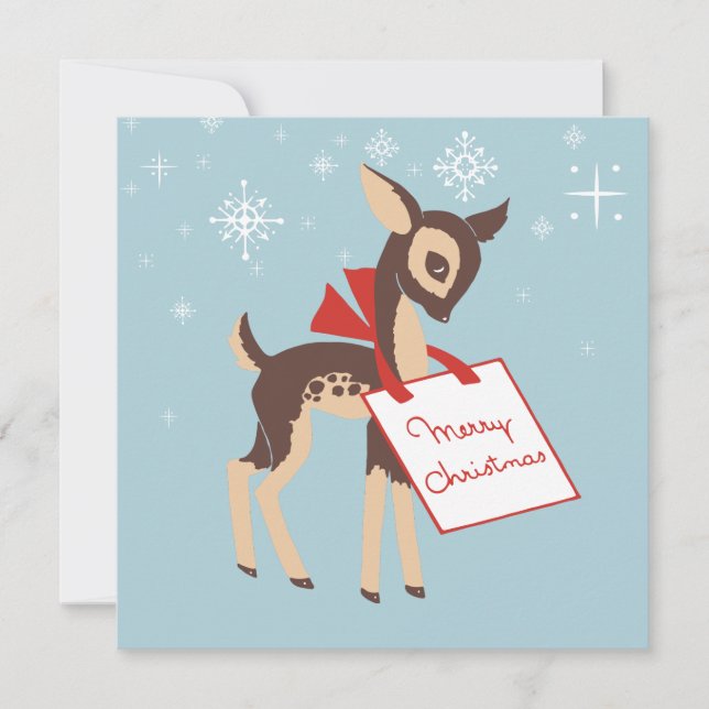 Retro Baby Reindeer | Tarjeta de Navidades planos  (Anverso)