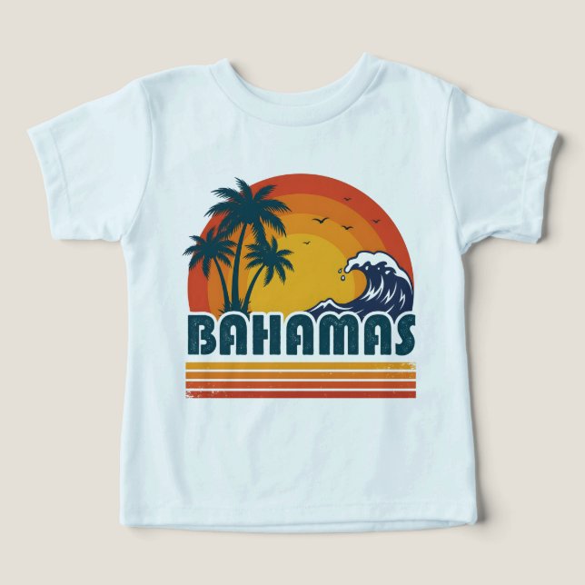 Retro Bahamas Beach Summer Sunset 70s Palm Tree (Diseño delantero )