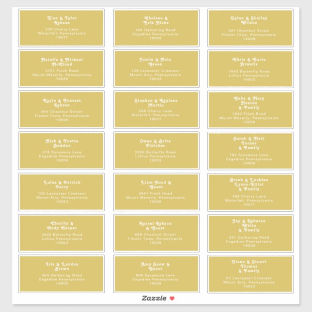 Retro Beach | Boda de Oro Etiqueta de Dirección pa (Hoja)