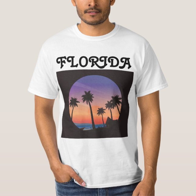 RETRO BEACH FLORIDA PALM TREES Camisetas (Anverso)