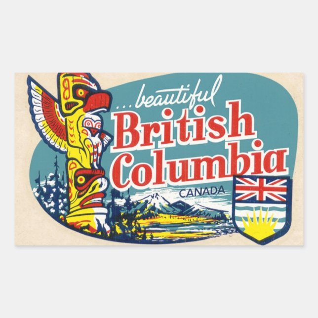 Retro Beautiful British Columbia Canada Pegatina (Anverso)
