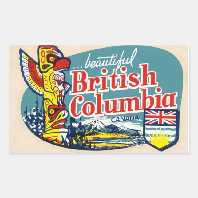 Retro Beautiful British Columbia Canada Pegatina (Anverso)