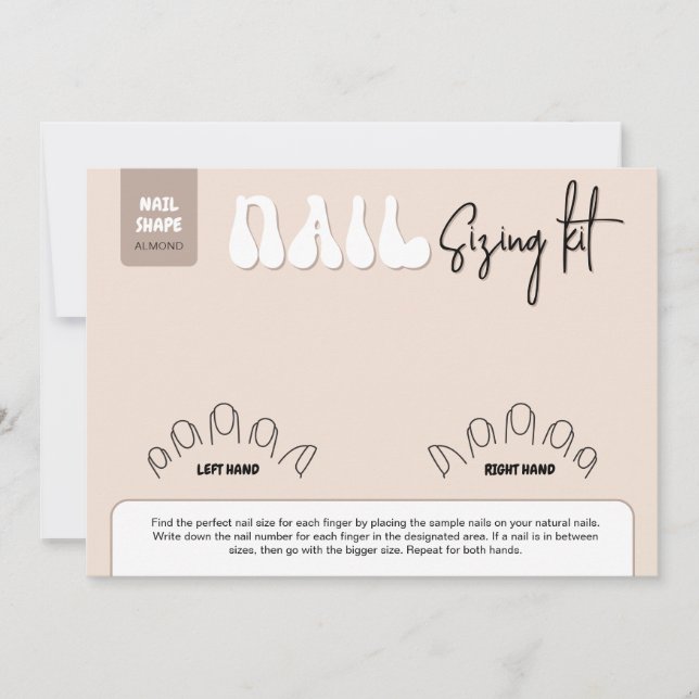 Retro Beige Acrylic Nails Sizing Kit Display Card (Anverso)