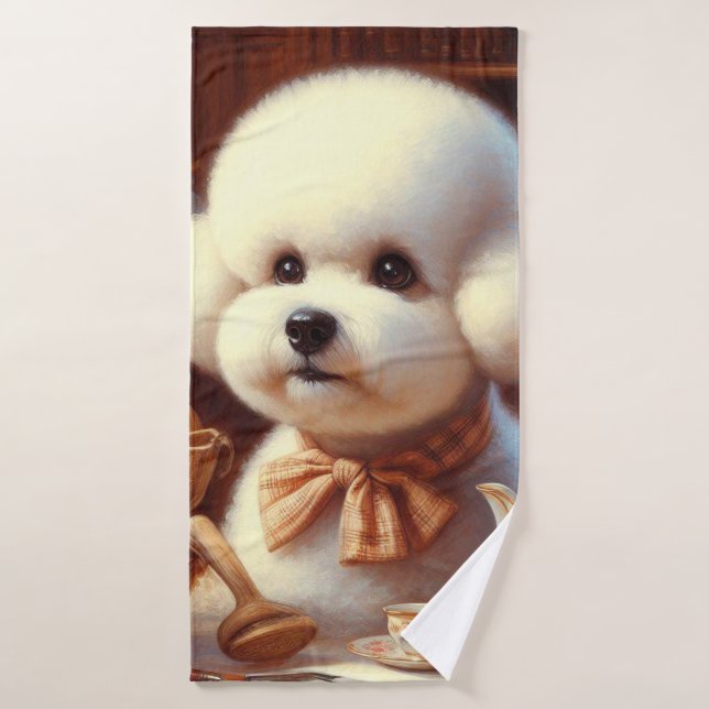 Retro Bichon Frisé Pintura (Toalla de baño)