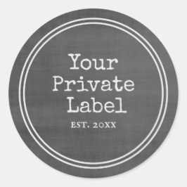 Retro Black Chalkboard Tu Etiqueta Privada Ronda