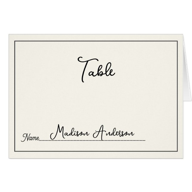 Retro Black White  Wedding Place Card (Anverso (Horizontal))