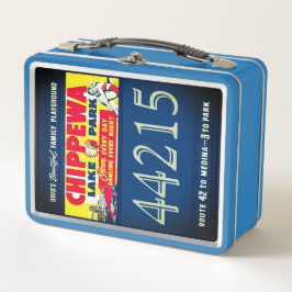 Retro Blue Chippewa Lake Park Metal Lunchbox