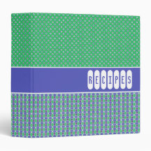 Retro Blue Green Personalizable Recipe Binder - 1.