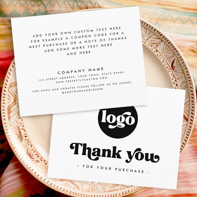 Retro boho add logo terracota tarjeta de agradecim (Retro boho add logo terracotta thank you card)