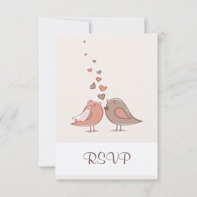 Retro Bride y Aves Groom RSVP (Anverso)
