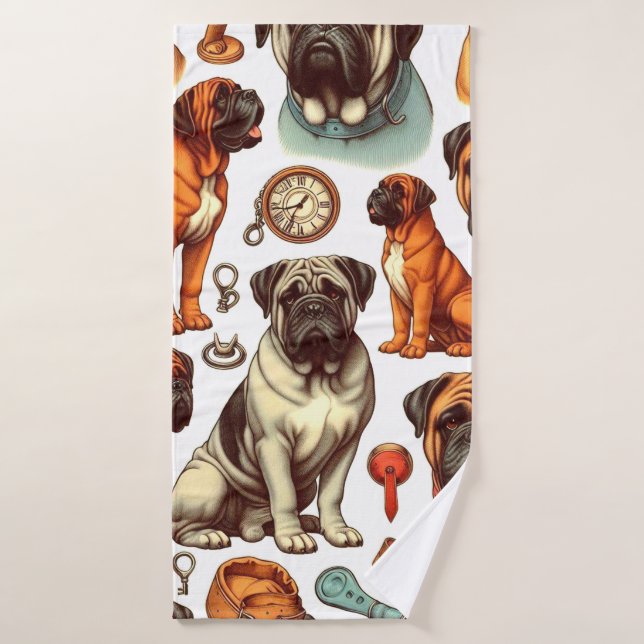 Retro Bullmastiff Seamless (Toalla de baño)