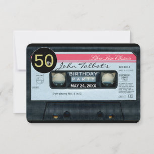 Retro C Audiotape 50ª invitación de fiesta de cump