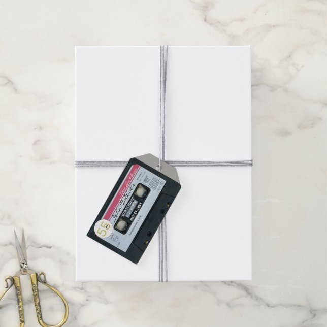 Retro C Audiotape 55 cumpleaños Gracias etiqueta d (Con cuerda)