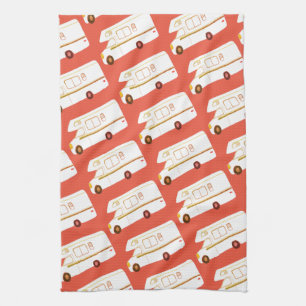 Retro Camper Motorhome RV toalla de cocina roja