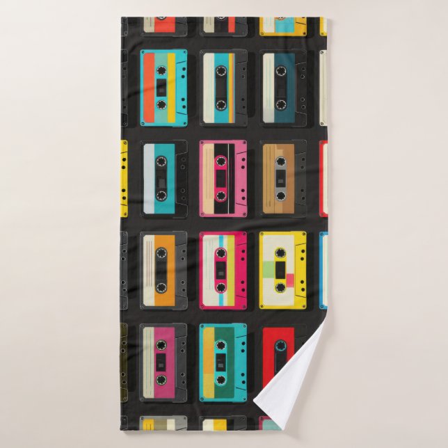 Retro Cassette Tape Pattern – Vintage Music  (Toalla de baño)
