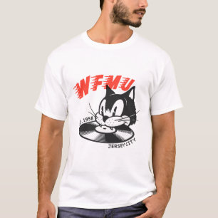 Retro cat DJ spinning vinyl records de camisetas